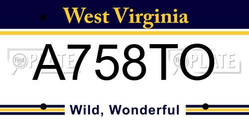 A758TO West Virginia License Plate
