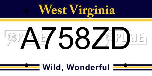 A758ZD West Virginia License Plate