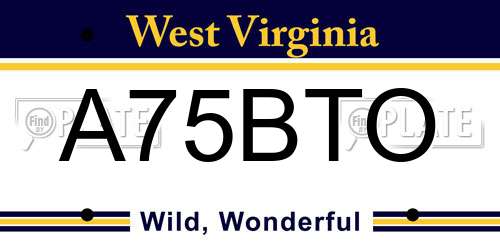 A75BTO West Virginia License Plate