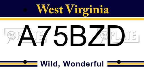 A75BZD West Virginia License Plate