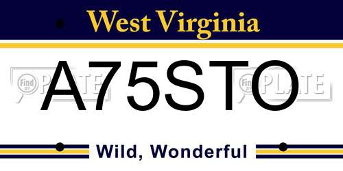A75STO West Virginia License Plate
