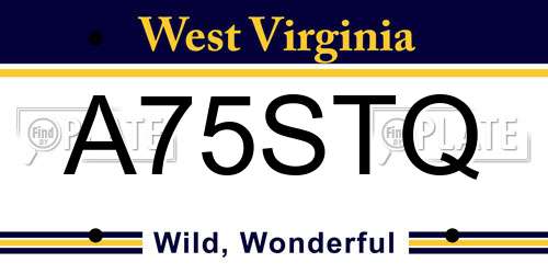 A75STQ West Virginia License Plate