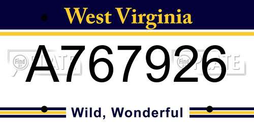 A767926 West Virginia License Plate