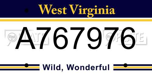A767976 West Virginia License Plate