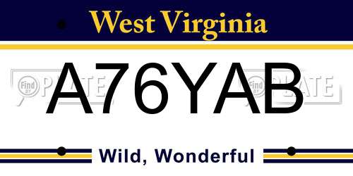 A76YAB West Virginia License Plate