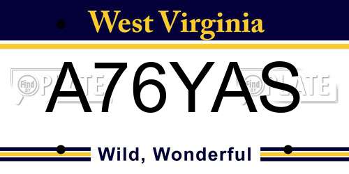 A76YAS West Virginia License Plate