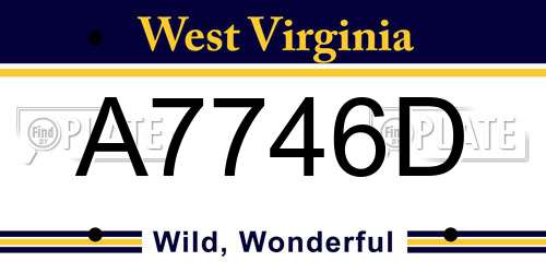 A7746D West Virginia License Plate