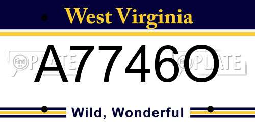A7746O West Virginia License Plate