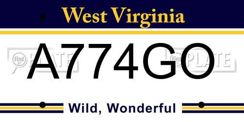 A774GO West Virginia License Plate