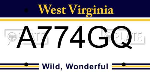 A774GQ West Virginia License Plate