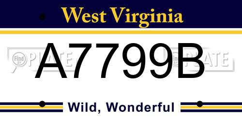 A7799B West Virginia License Plate
