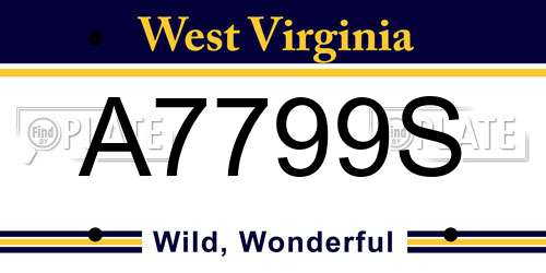 A7799S West Virginia License Plate