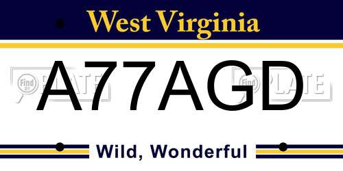 A77AGD West Virginia License Plate