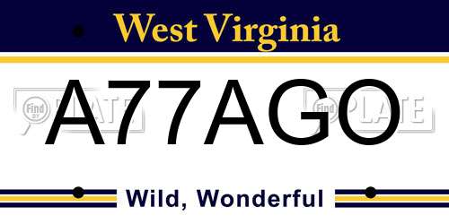 A77AGO West Virginia License Plate