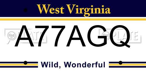 A77AGQ West Virginia License Plate