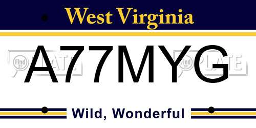 A77MYG West Virginia License Plate