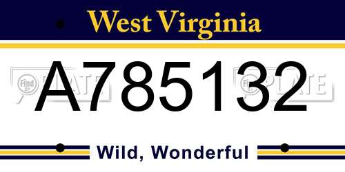 A785132 West Virginia License Plate
