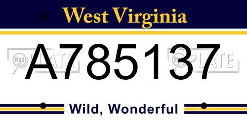 A785137 West Virginia License Plate