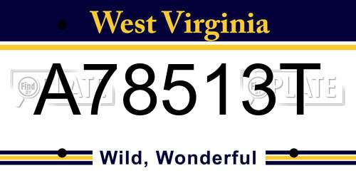 A78513T West Virginia License Plate