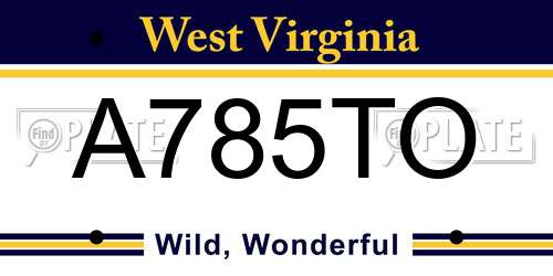 A785TO West Virginia License Plate