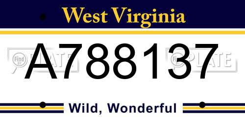 A788137 West Virginia License Plate
