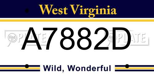 A7882D West Virginia License Plate