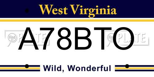 A78BTO West Virginia License Plate