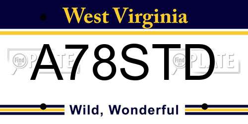 A78STD West Virginia License Plate