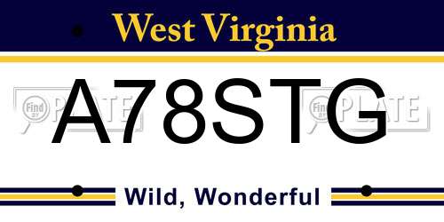 A78STG West Virginia License Plate
