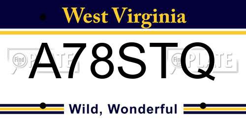 A78STQ West Virginia License Plate