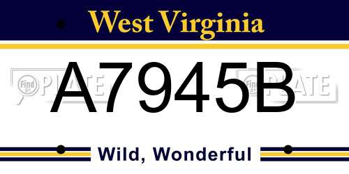 A7945B West Virginia License Plate