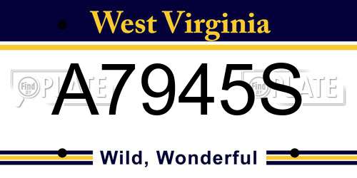 A7945S West Virginia License Plate