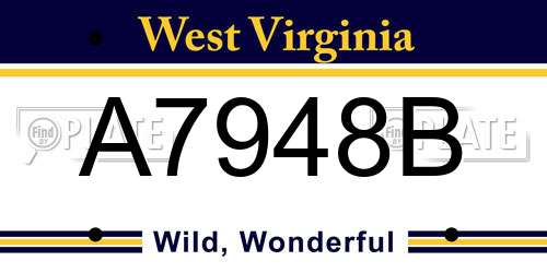 A7948B West Virginia License Plate