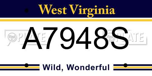 A7948S West Virginia License Plate