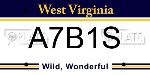 A7B1S West Virginia License Plate