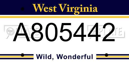 A805442 West Virginia License Plate