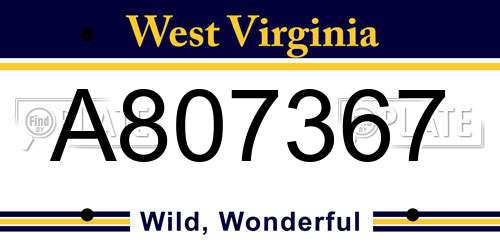 A807367 West Virginia License Plate