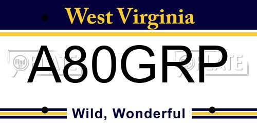 A80GRP West Virginia License Plate