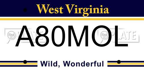 A80MOL West Virginia License Plate