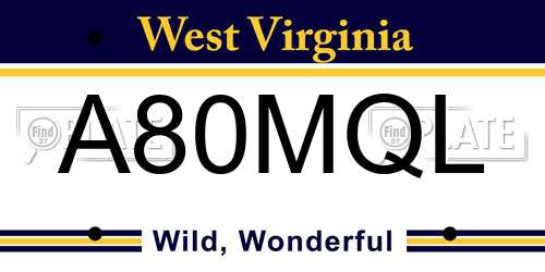 A80MQL West Virginia License Plate
