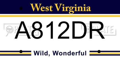 A812DR West Virginia License Plate