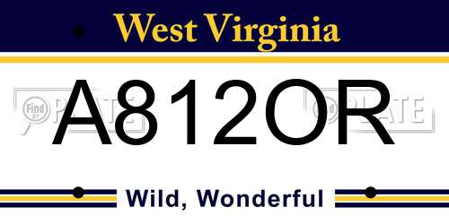 A812OR West Virginia License Plate