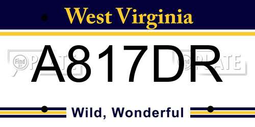 A817DR West Virginia License Plate