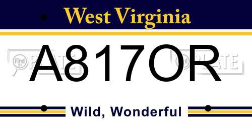 A817OR West Virginia License Plate