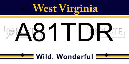 A81TDR West Virginia License Plate