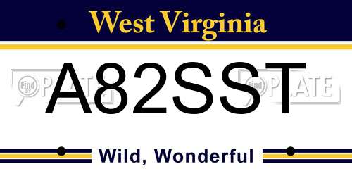 A82SST West Virginia License Plate