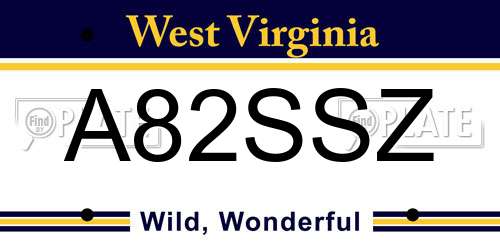 A82SSZ West Virginia License Plate