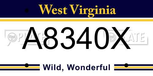 A8340X West Virginia License Plate