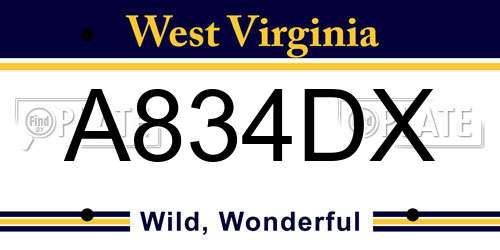 A834DX West Virginia License Plate