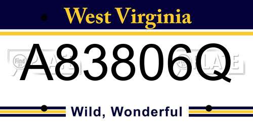 A83806Q West Virginia License Plate
